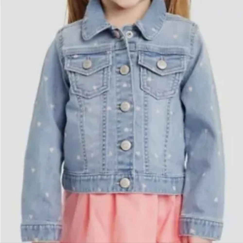 OshKosh B'gosh Light Blue Jean Jacket with Heart Details Size 3T